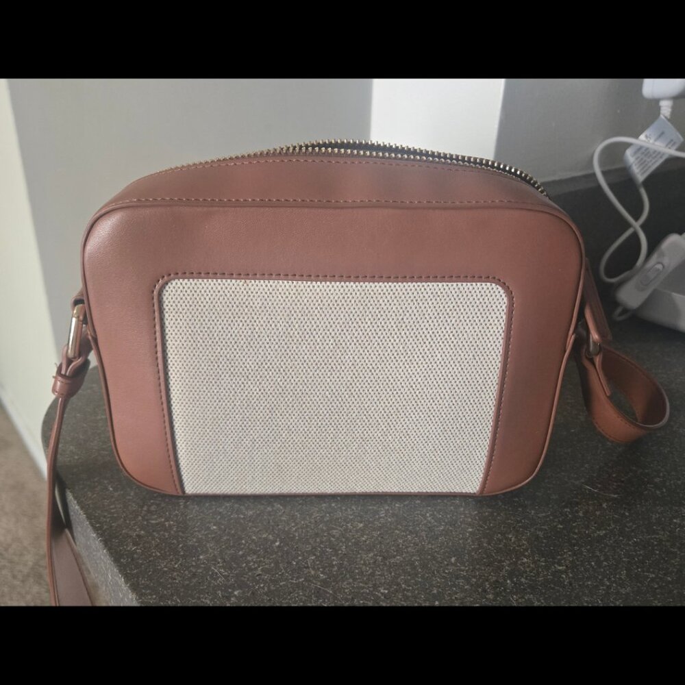 LOFT Leather & Canvas Camera Crossbody Bag